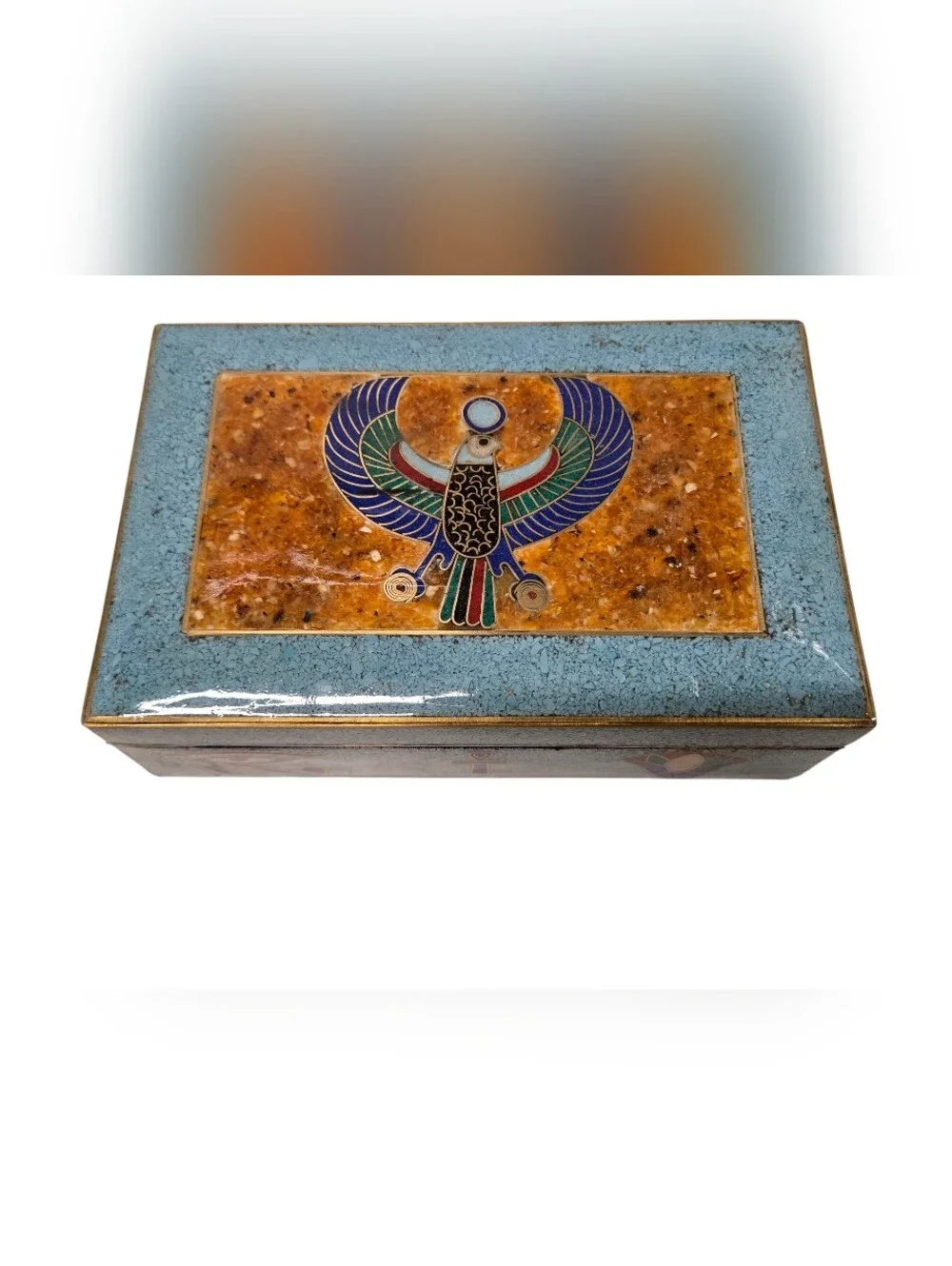 Egyptian Revival cloisonné enamel trinket box